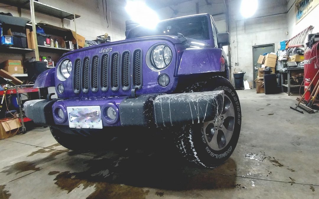 Purple!  Jeep Wrangler and Rockford Fosgate audio system!